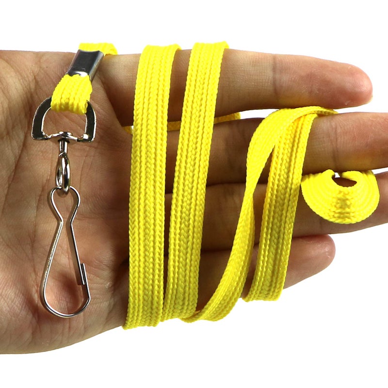 Beebel Lanyards 100 Pack Black Lanyards with Swivel Hook Clips for ID Name Badge Holder (Yellow, 100 Pack) - Image 5